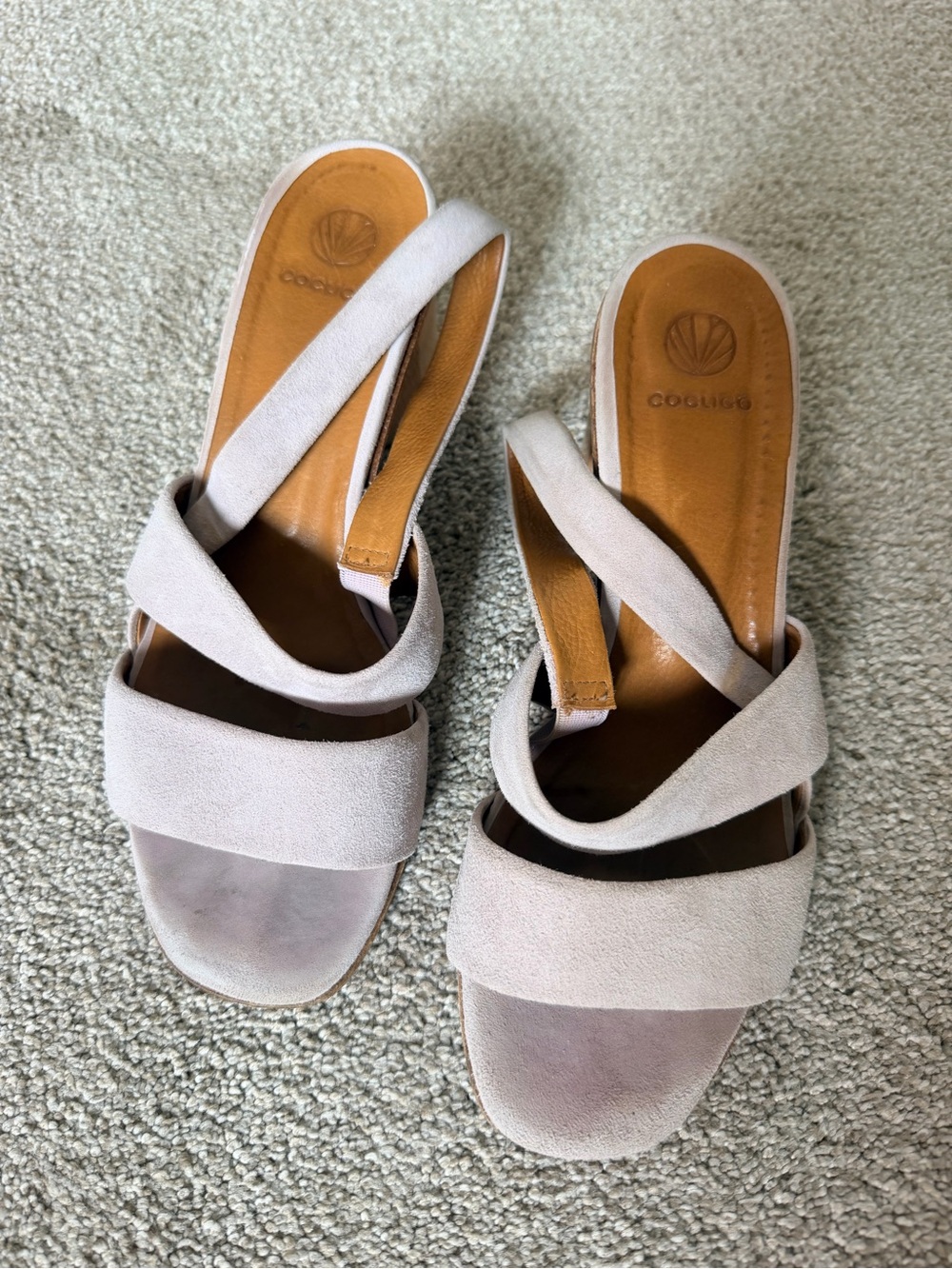 COCLICO Pale Lilac Suede Crisscross Slide Sandals